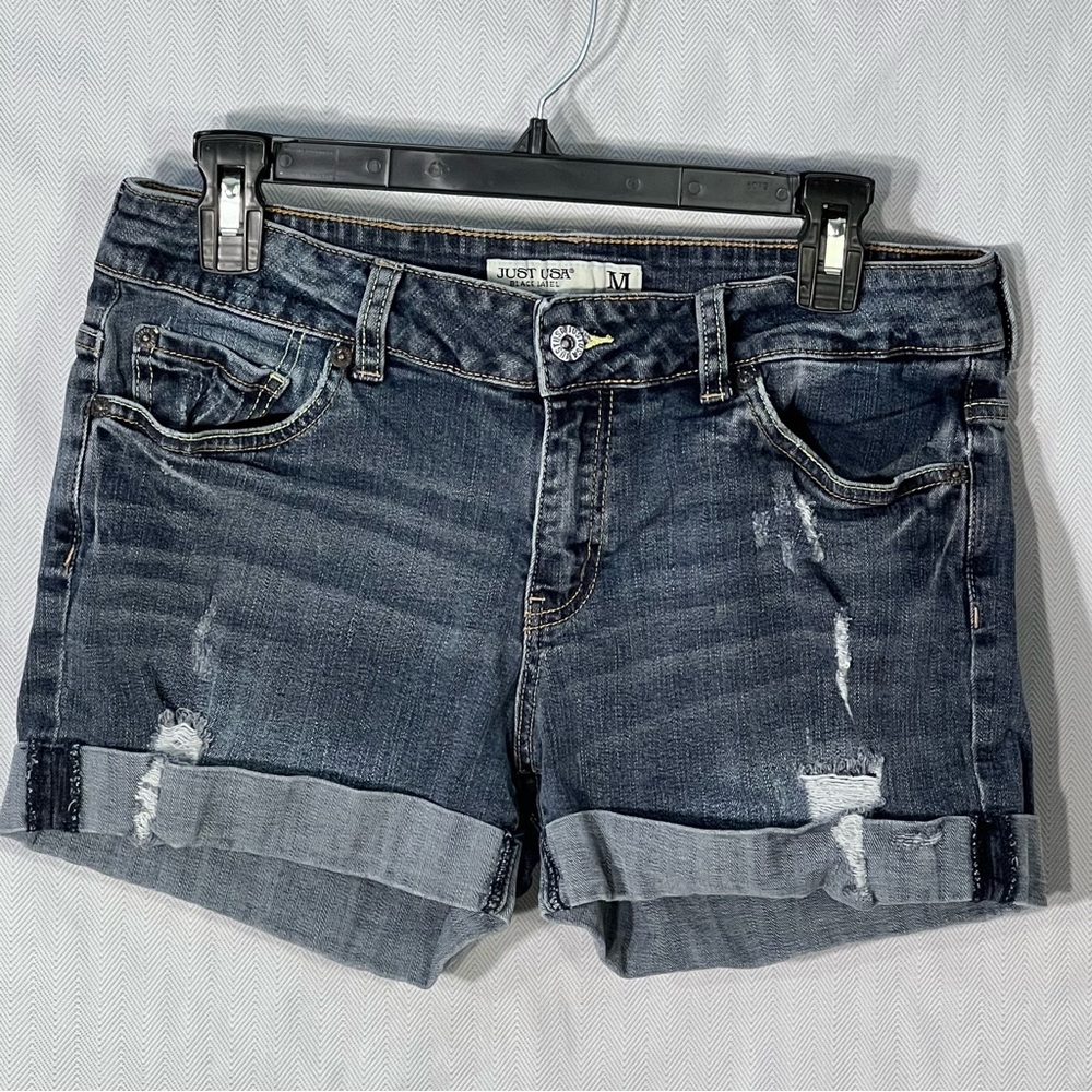 Just USA Distressed Blue Jean Shorts With Cuffs Size Medium 👍